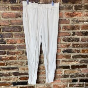 H&M Beige Slim Fit High Rise Paperbag Linen Blend Pull-On Pants Women's Size 8